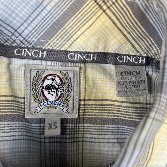Cinch Shirt Mens XS Plaid Button Up Short Sleeve Western Cowboy Preppy Rodeo - Picture 3 of 8